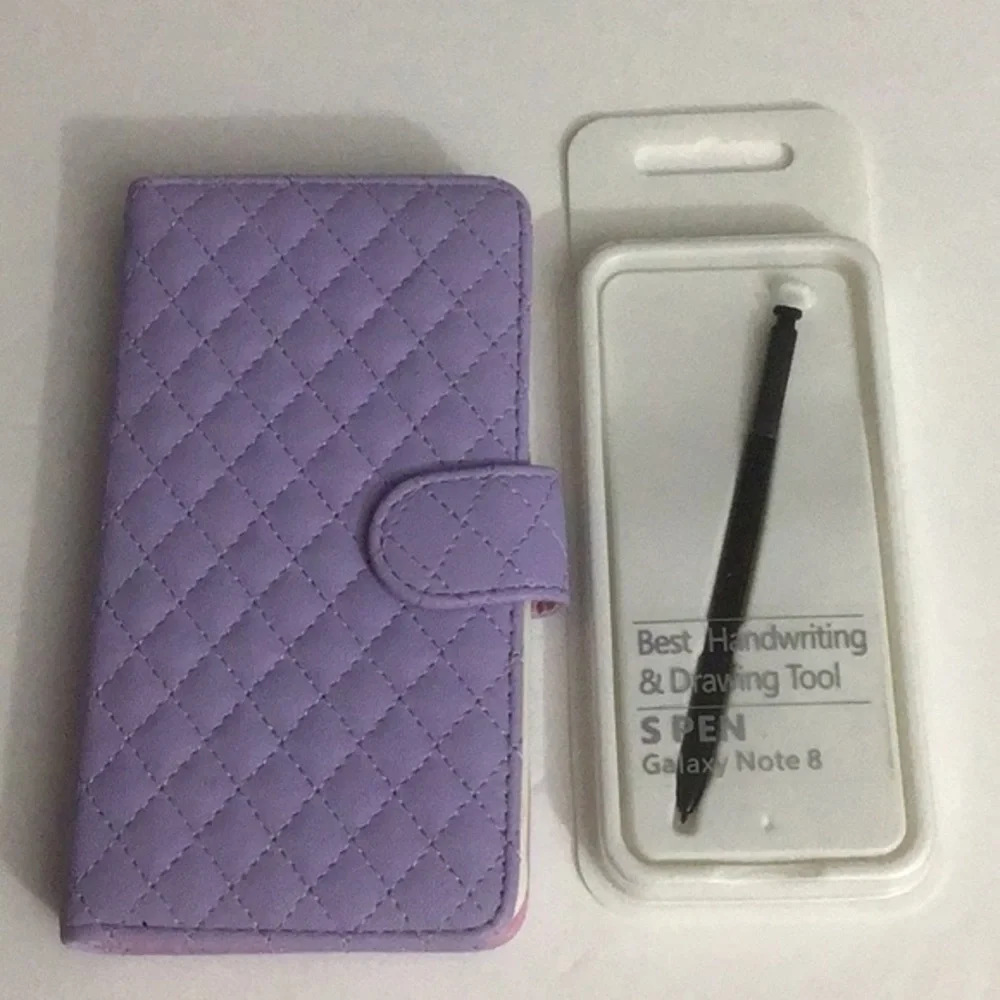 NEW Galaxy Note 8 Wallet Case Light Purple and OEM Stylus